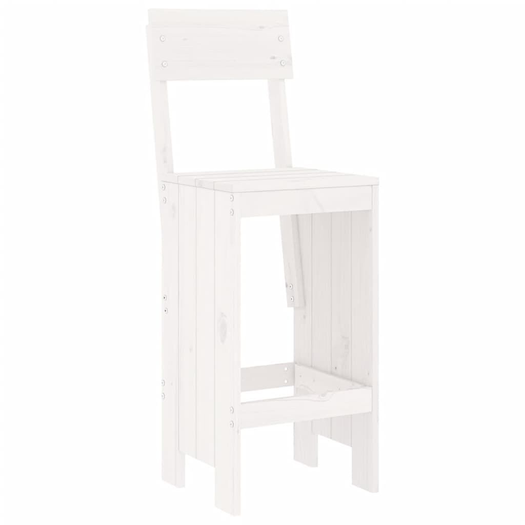 vidaXL Σκαμπό Μπαρ 2 τεμ. Λευκά 40 x 48,5 x 115,5εκ. Μασίφ Ξύλο Πεύκου