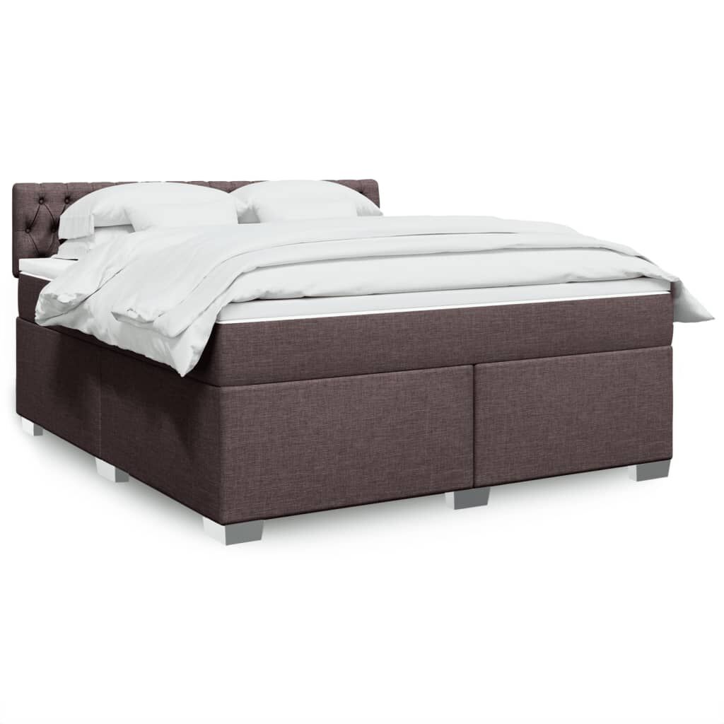 vidaXL Κρεβάτι Boxspring με Στρώμα Σκούρο Καφέ 180x200 εκ Υφασμάτινο