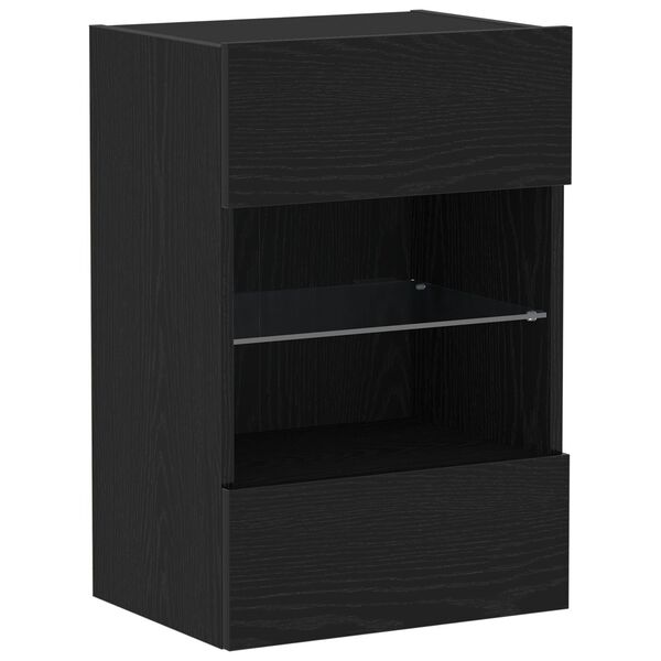 vidaXL LED Κατασκευή τηλεόρασης 2 τεμ Μαύρη Δρυς 40x30x60,5 εκ Επεξεργασμένο ξύλο