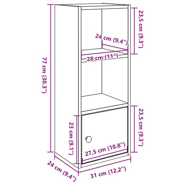vidaXL Βιβλιοθήκη Γκρι Σκυροδέματος 31x24x77 εκ. Επεξεργ. Ξύλο