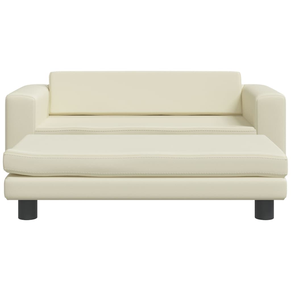 vidaXL Καναπές Παιδικός με Υποπόδιο Κρεμ 100 x 50 x 30 εκ. Συνθ. Δέρμα
