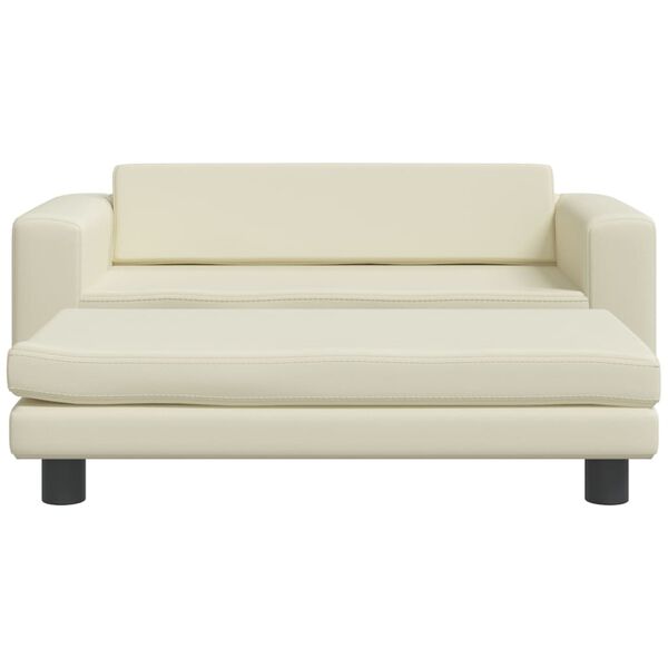 vidaXL Καναπές Παιδικός με Υποπόδιο Κρεμ 100 x 50 x 30 εκ. Συνθ. Δέρμα