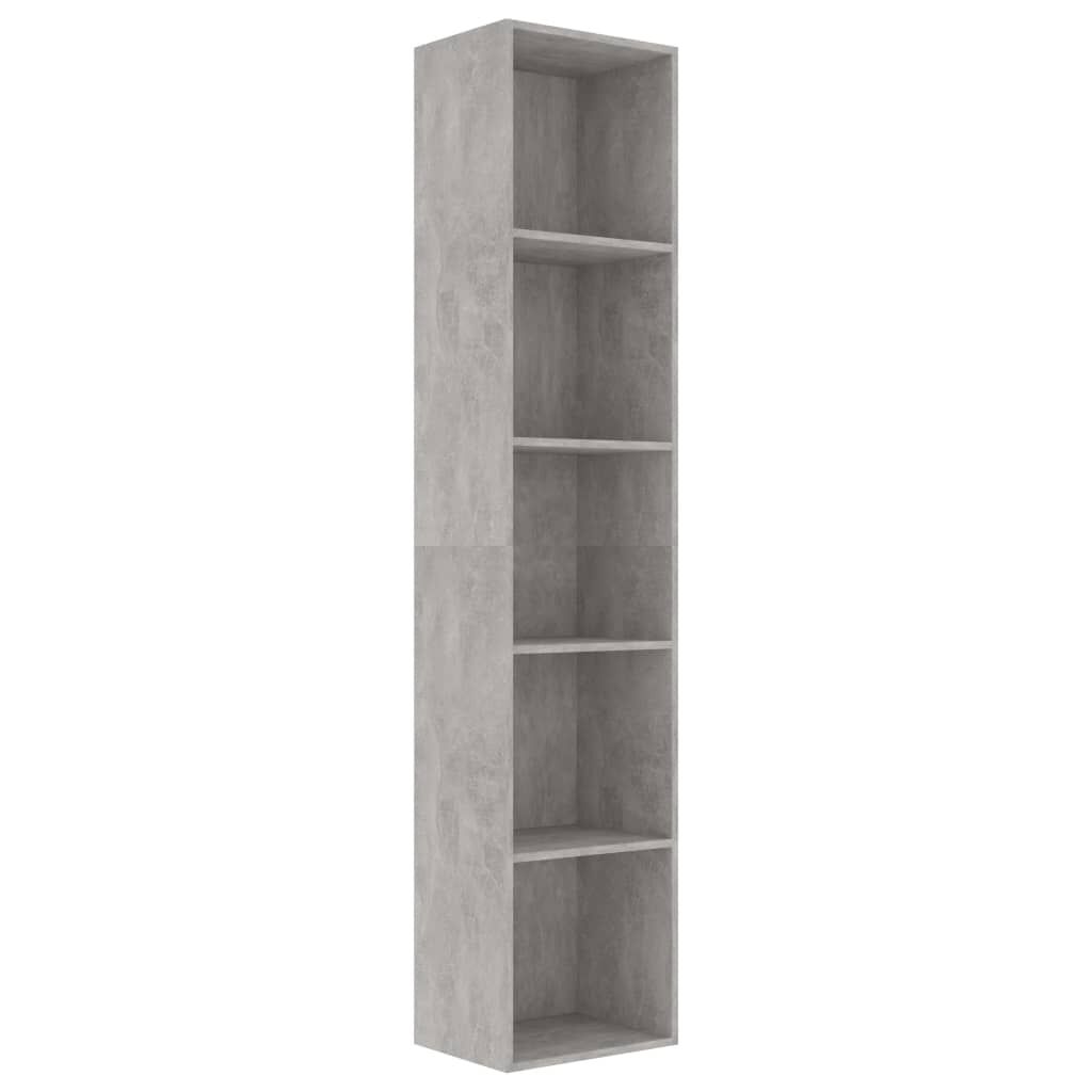 vidaXL Βιβλιοθήκη Γκρι του Σκυροδέματος 40x30x189 εκ. από Επεξ. Ξύλο