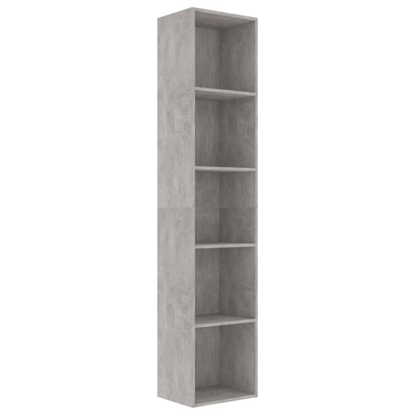 vidaXL Βιβλιοθήκη Γκρι του Σκυροδέματος 40x30x189 εκ. από Επεξ. Ξύλο