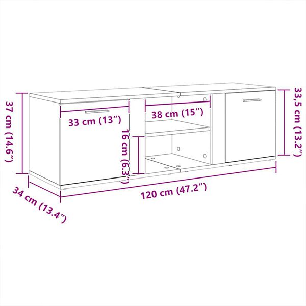 vidaXL Έπιπλο Τηλεόρασης Λευκό 120 x 34 x 37 εκ. από Επεξ. Ξύλο