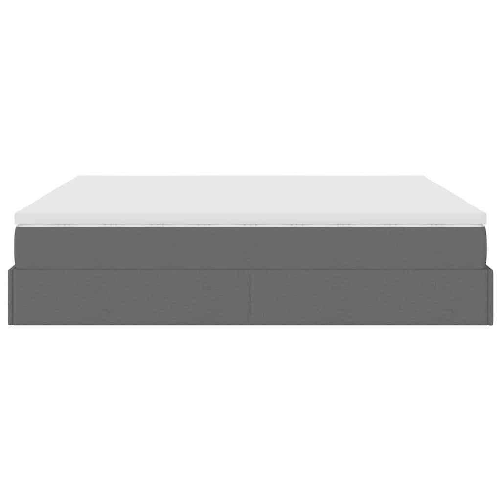vidaXL Οθωμανικό κρεβάτι με στρώμα σκούρο γκρι 160x200cm ύφασμα