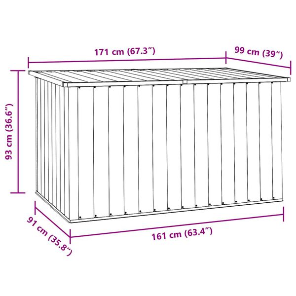 vidaXL Μπαούλο Αποθήκευσης Κήπου Γκρι 171 x 99 x 93 εκ.
