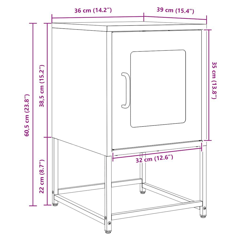 vidaXL Κομοδίνο ροζ 36x39x60,5 cm από χάλυβα ψυχρής έλασης