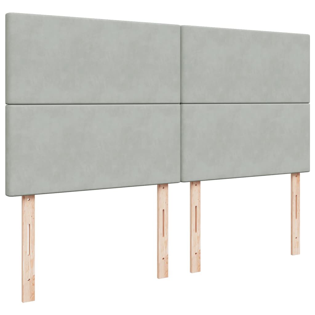 vidaXL Κρεβάτι Boxspring με Στρώμα Ανοιχτό Γκρι 200x200 εκ. Βελούδινο