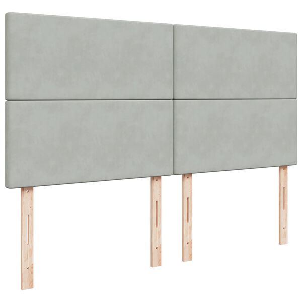 vidaXL Κρεβάτι Boxspring με Στρώμα Ανοιχτό Γκρι 200x200 εκ. Βελούδινο