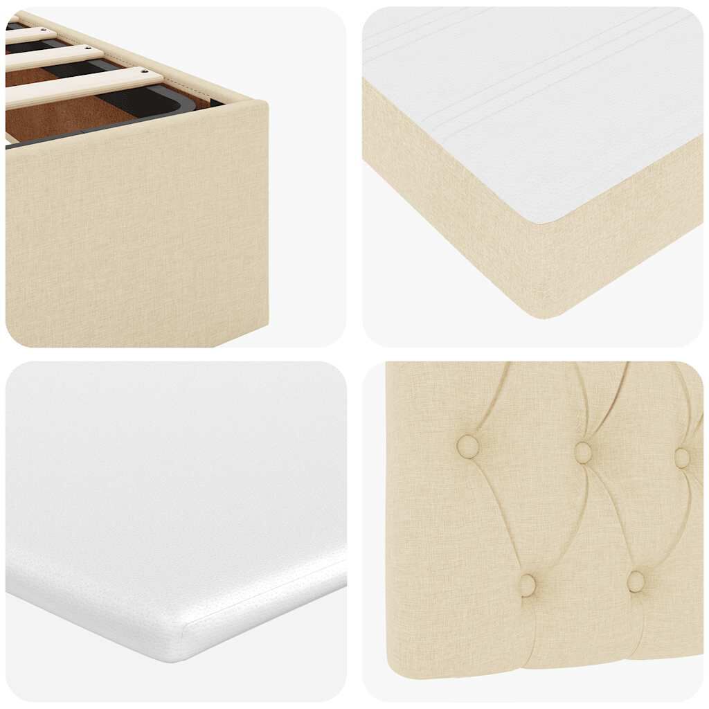 vidaXL Οθωμανικό Κρεβάτι με Στρώμα Κρέμα 160x200cm Ύφασμα