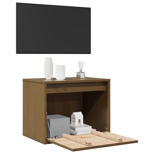 vidaXL Ντουλάπι Τοίχου Καφέ Μελί 45 x 30 x 35 εκ. Μασίφ Ξύλο Πεύκου
