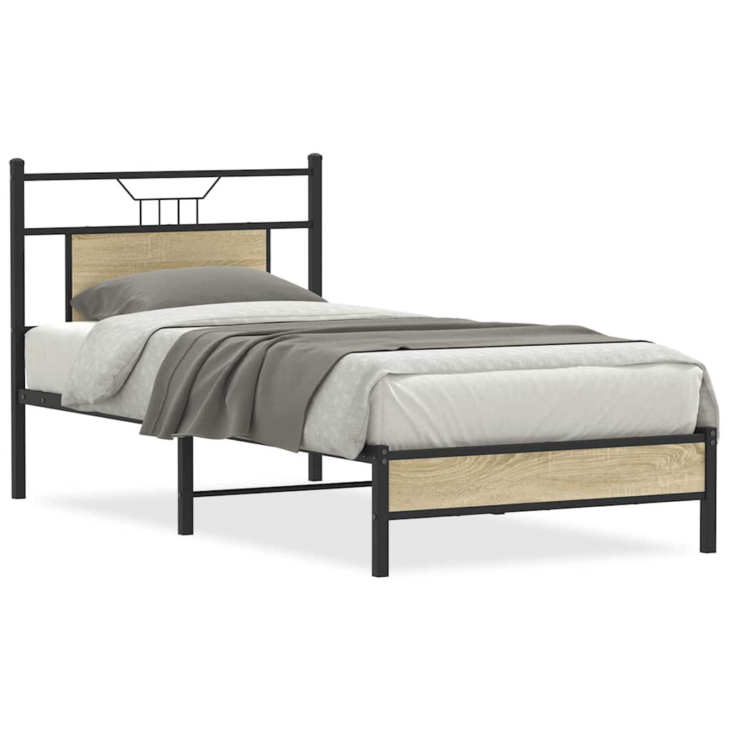 vidaXL Πλαίσιο Κρεβ. Χωρ. Στρώμα Sonoma Δρυς 90x200 εκ. Επεξ. Ξύλο