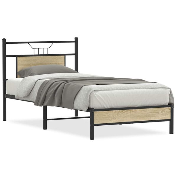 vidaXL Πλαίσιο Κρεβ. Χωρ. Στρώμα Sonoma Δρυς 90x200 εκ. Επεξ. Ξύλο