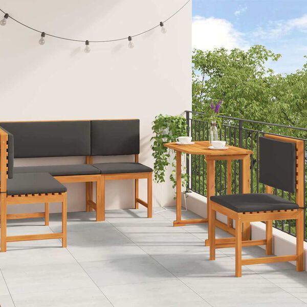 vidaXL Σετ Παγκάκι Κήπου 4 pcs Καφέ Μασίφ ξύλο ακακίας