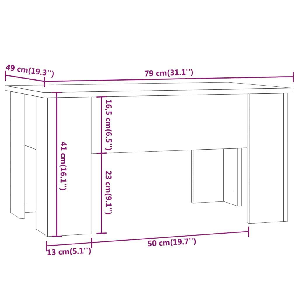 vidaXL Τραπεζάκι Σαλονιού Μαύρο 79 x 49 x 41 εκ. Επεξεργασμένο Ξύλο