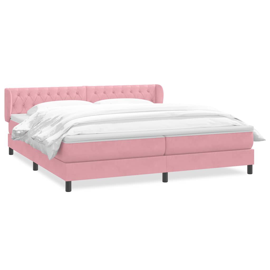 vidaXL Κρεβάτι με στρώματα ροζ 180x220 cm Βελούδινο