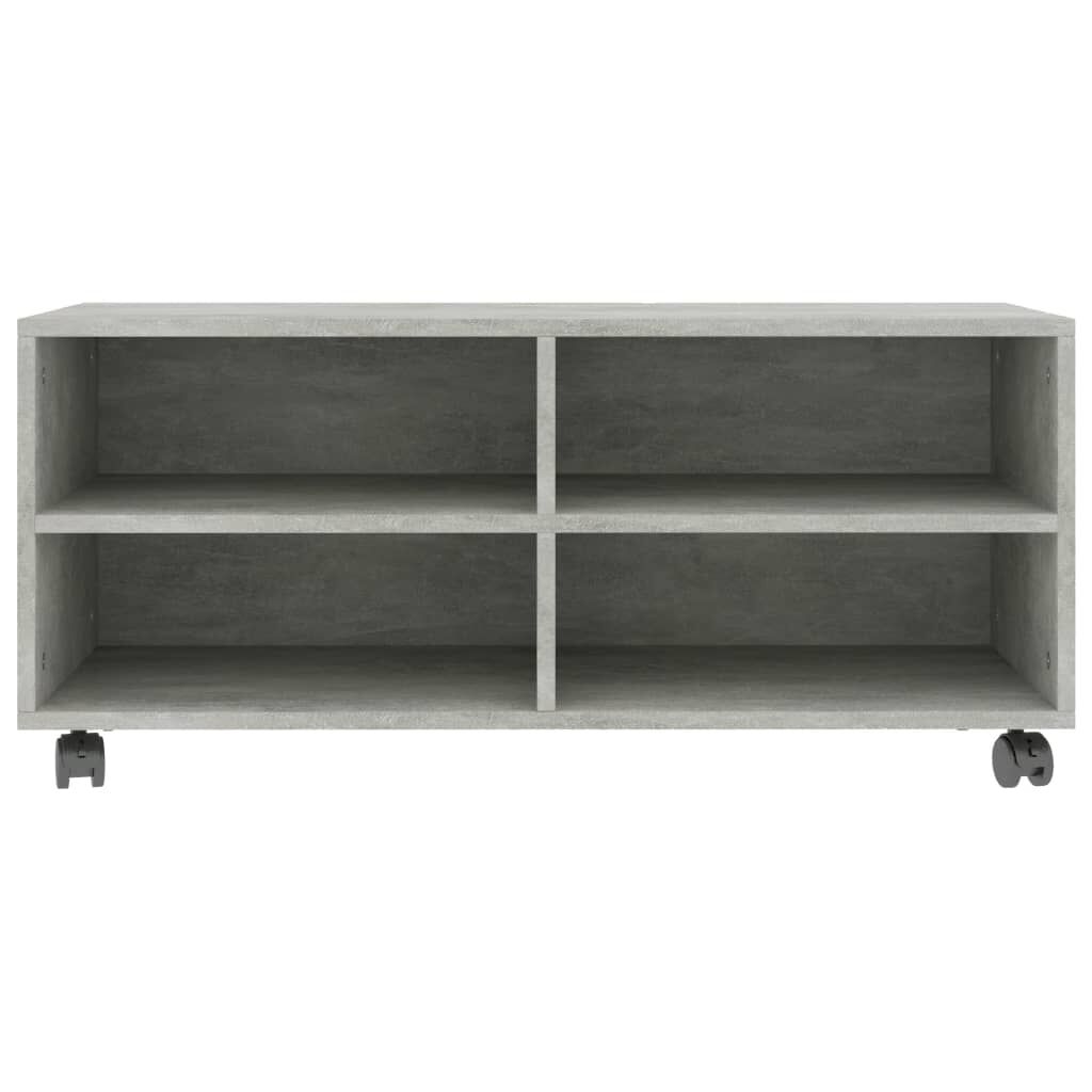 vidaXL Έπιπλο TV με Ρόδες Γκρι Σκυροδέματος 90x35x35 εκ. Επεξ. Ξύλο