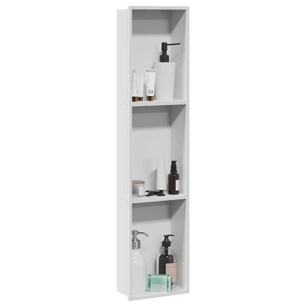 vidaXL Νίτσα Μπάνιου Λευκό 90 x 20 x 9.5 εκ Ανοξείδωτο ατσάλι