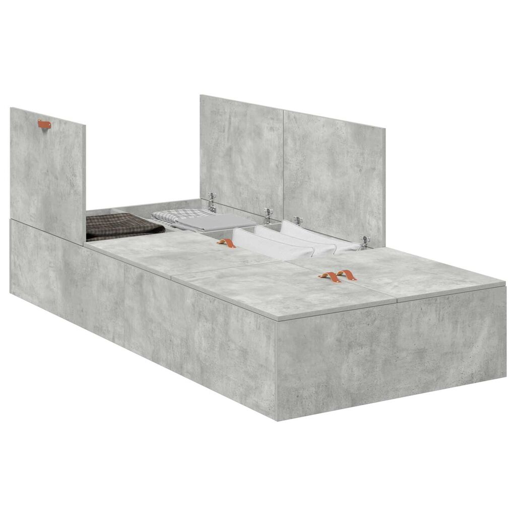 vidaXL Κρεβάτι αποθήκευσης Concrete Grey, 75x190 cm, από επεξεργασμένο ξύλο.