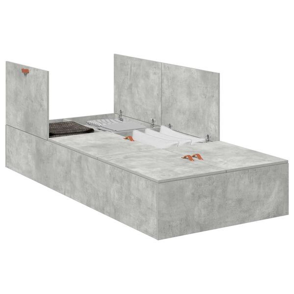 vidaXL Κρεβάτι αποθήκευσης Concrete Grey, 75x190 cm, από επεξεργασμένο ξύλο.