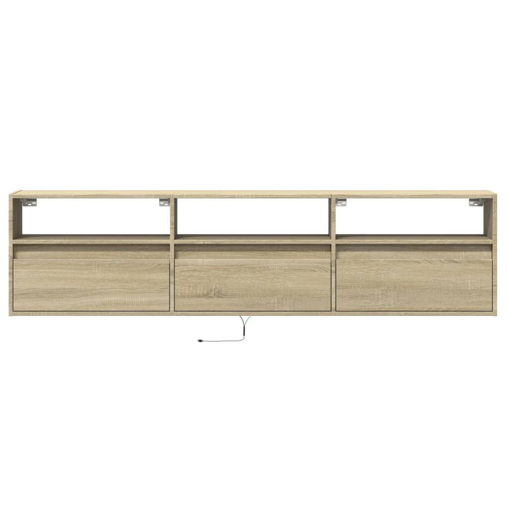 vidaXL Έπιπλο Τοίχου Τηλεόρασης με LED Sonoma Δρυς 180x31x45 εκ.