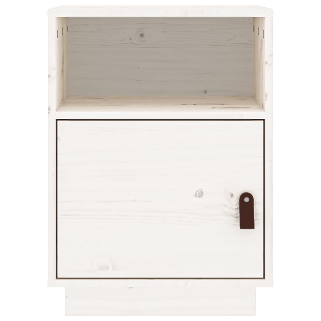 vidaXL Κομοδίνο Λευκό 40 x 34 x 55 εκ. από Μασίφ Ξύλο Πεύκου