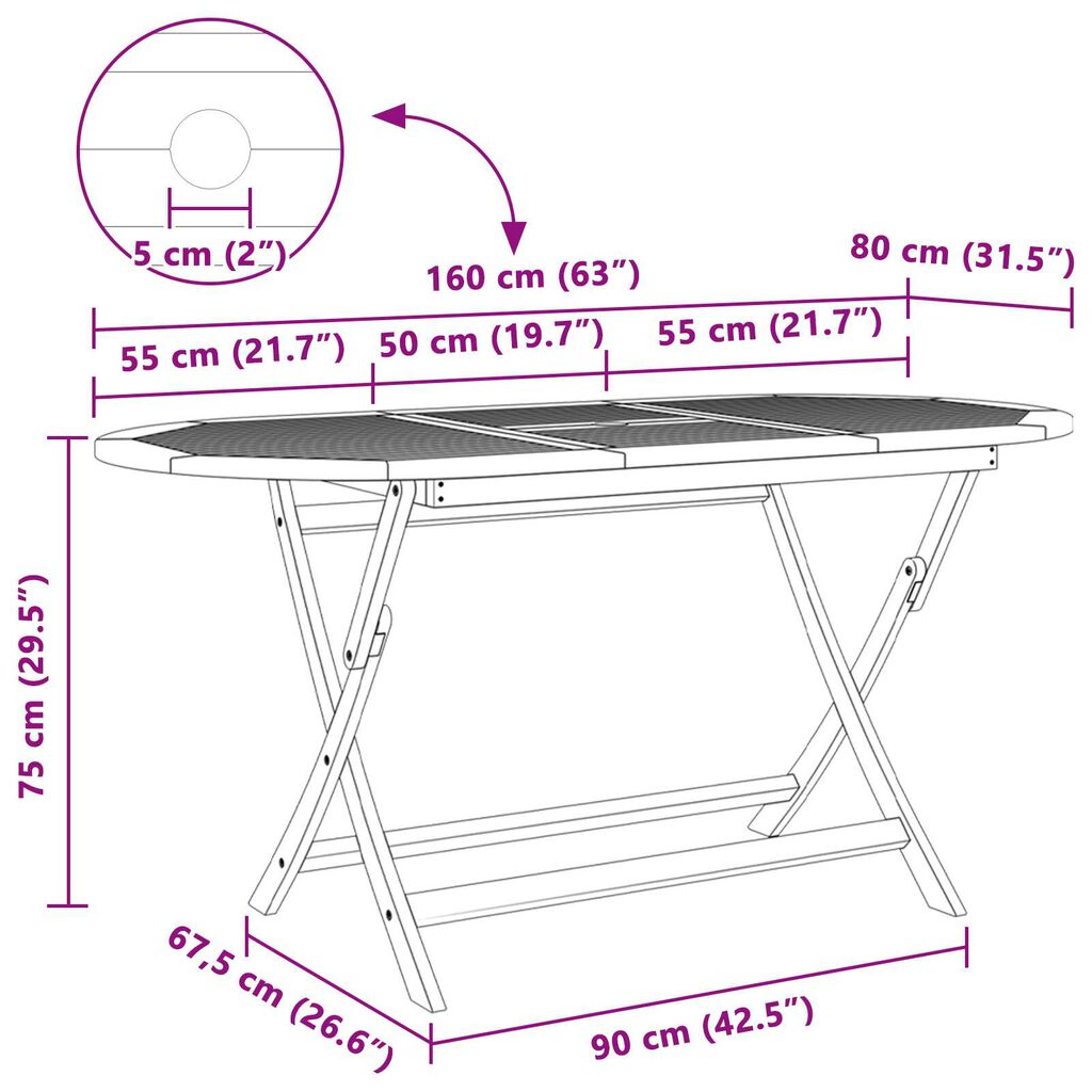 vidaXL Σέτ φαγητού για κήπο 7 pcs Καφέ Μασίφ ξύλο teak