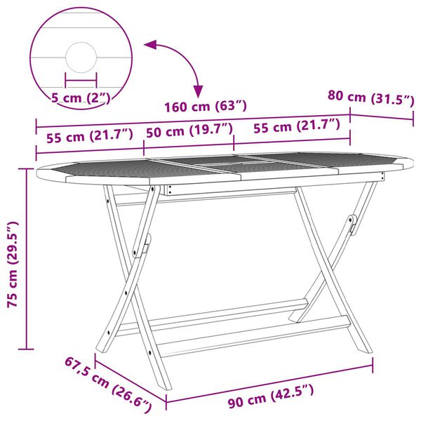 vidaXL Σέτ φαγητού για κήπο 7 pcs Καφέ Μασίφ ξύλο teak