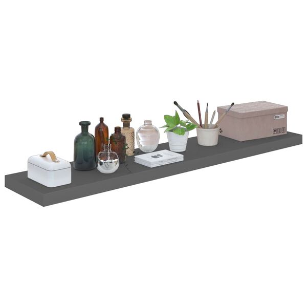 vidaXL Ράφι Τοίχου Γυαλιστερό Γκρι 120x23,5x3,8 εκ. MDF