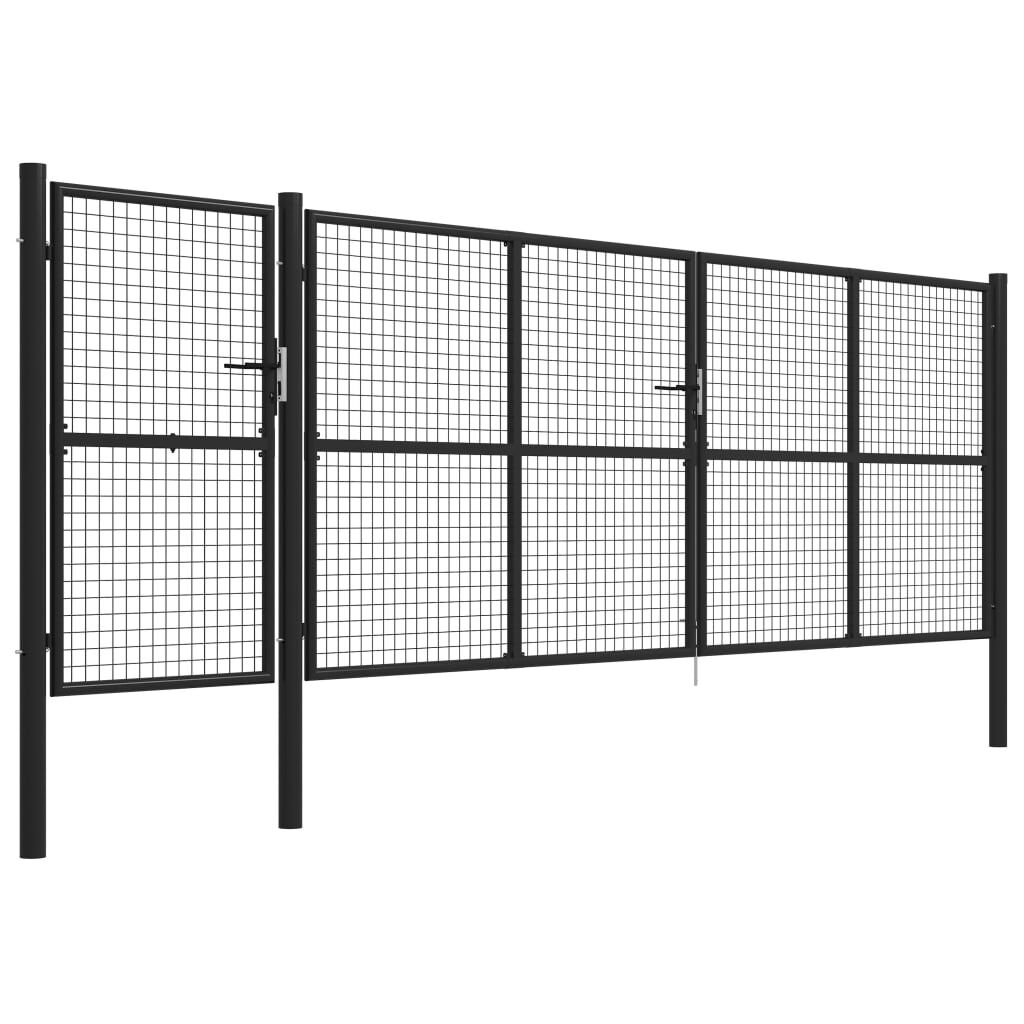 vidaXL Πόρτα Περίφραξης Κήπου Ανθρακί 500 x 150 εκ. Ατσάλινη