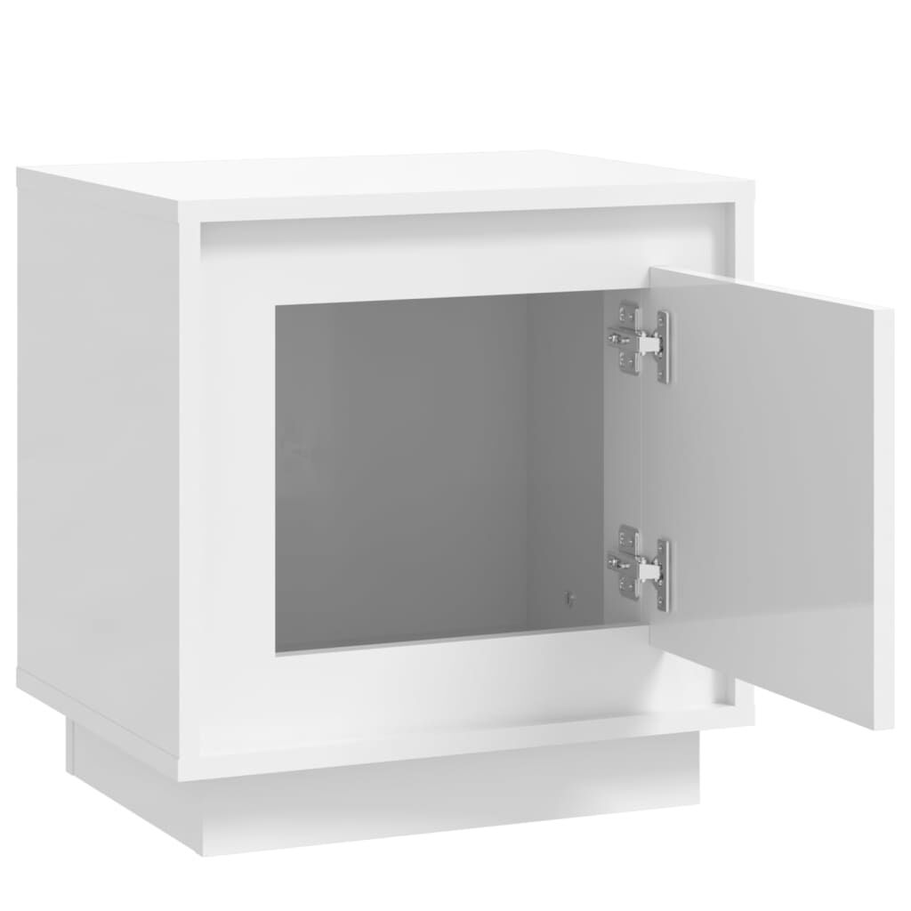 vidaXL Κομοδίνα 2 τεμ. Γυαλιστερό Λευκό 44x35x45 εκ Επεξεργασμένο Ξύλο