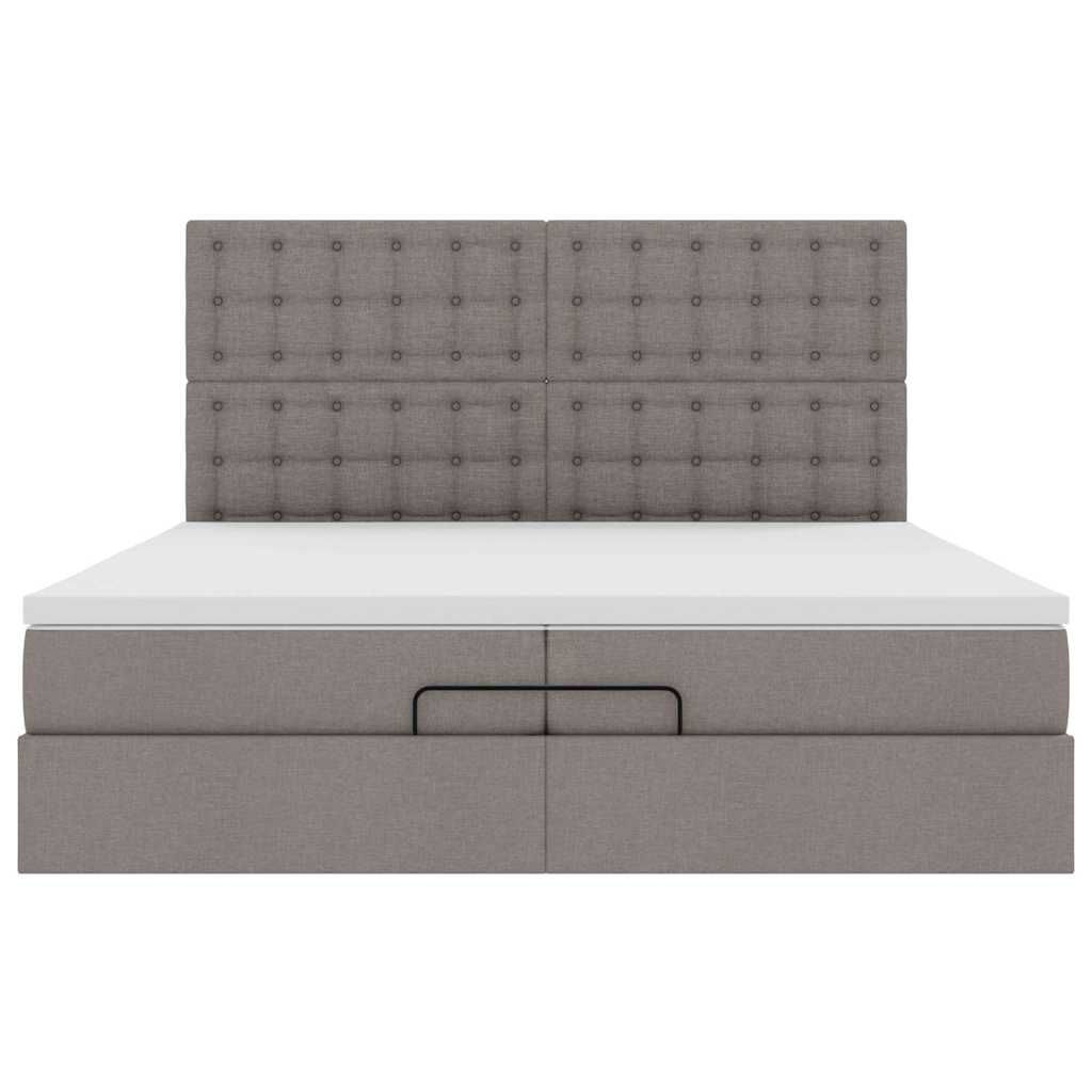 vidaXL Οθωμανικό κρεβάτι με στρώματα & LEDs Taupe 200x200cm ύφασμα