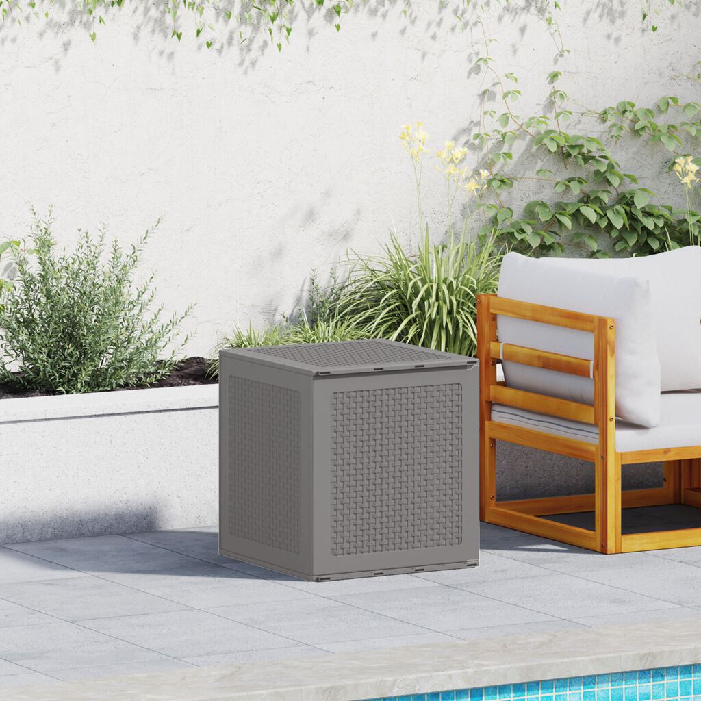 vidaXL Κουτί Αποθήκευσης Κήπου Ανοιχτό Γκρι 55x53x57 cm PP