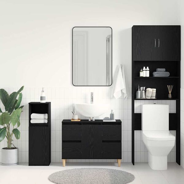 vidaXL Ντουλάπι νιπτήρα Μαύρη δρυς 80 x 33 x 60 εκ Επεξεργασμένο ξύλο