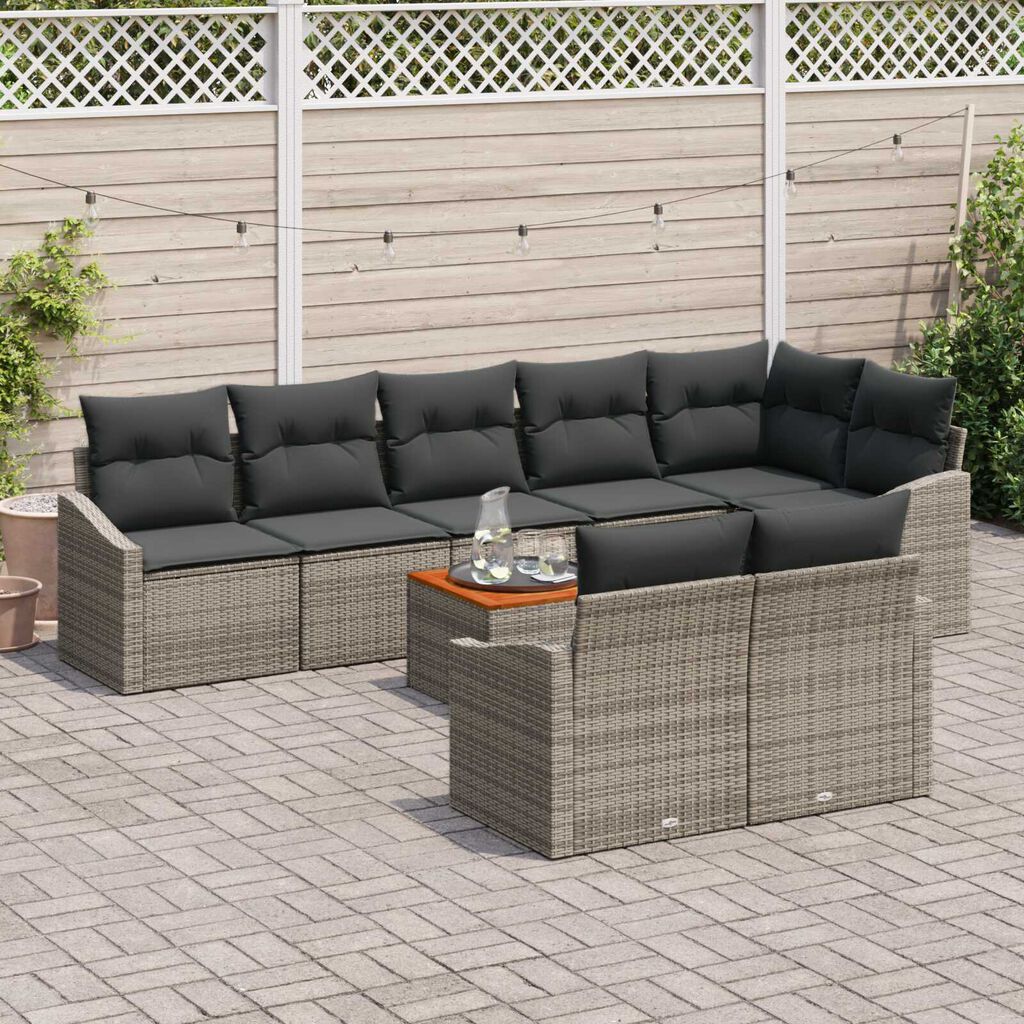 vidaXL Σετ Καναπέ Κήπου 9 pcs Γκρι