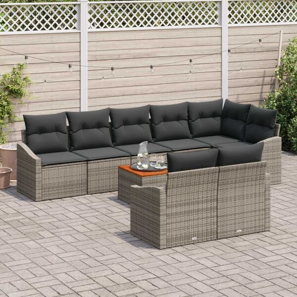 vidaXL Σετ Καναπέ Κήπου 9 pcs Γκρι