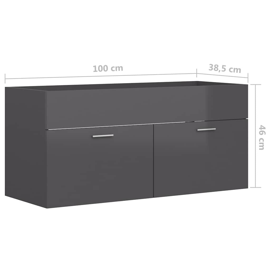 vidaXL Σετ Επίπλων Μπάνιου 2 Τεμαχίων Γυαλιστερό Γκρι από Μοριοσανίδα