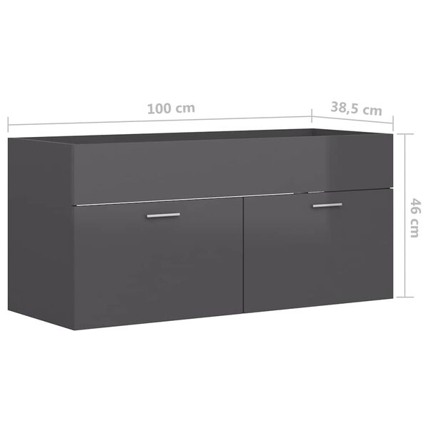 vidaXL Σετ Επίπλων Μπάνιου 2 Τεμαχίων Γυαλιστερό Γκρι από Μοριοσανίδα