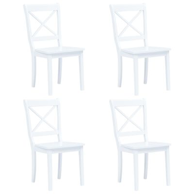 vidaXL Καρέκλες Τραπεζαρίας 4 τεμ. Λευκές Μασίφ Ξύλο Καουτσουκόδεντρου