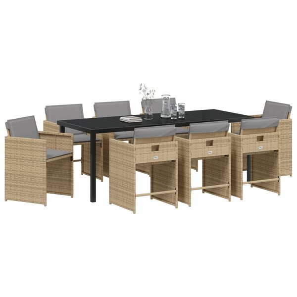 vidaXL Σετ 5 τεμαχίων Καρεκλών Dining Κήπου με Μαξιλάρια Ανοιχτό Γκρι Πολύ Ρατάν