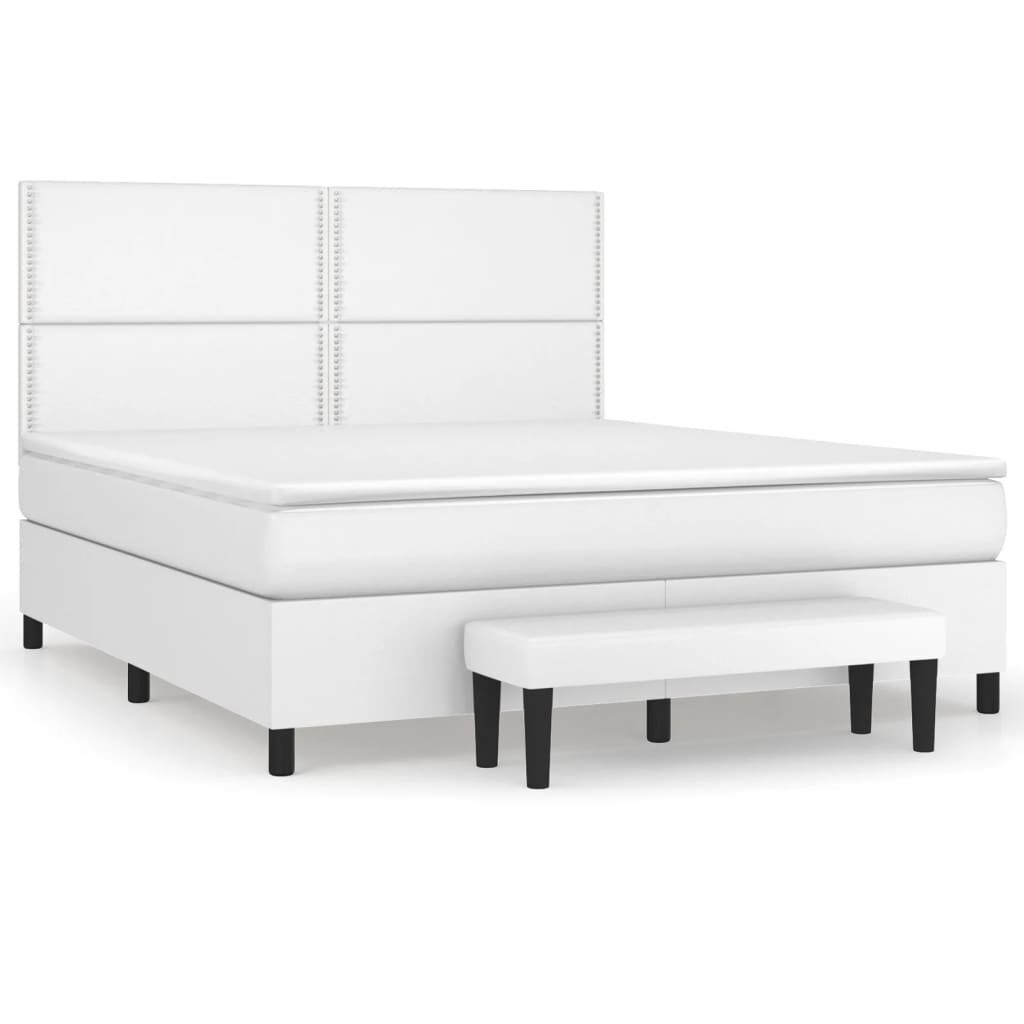 vidaXL Κρεβάτι Boxspring με Στρώμα Λευκό 180x200 εκ. Συνθετικό Δέρμα