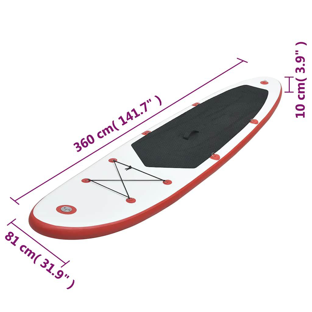 vidaXL Σετ Σανίδας Stand Up Paddle / Surf Φουσκωτό Κόκκινο και Λευκό