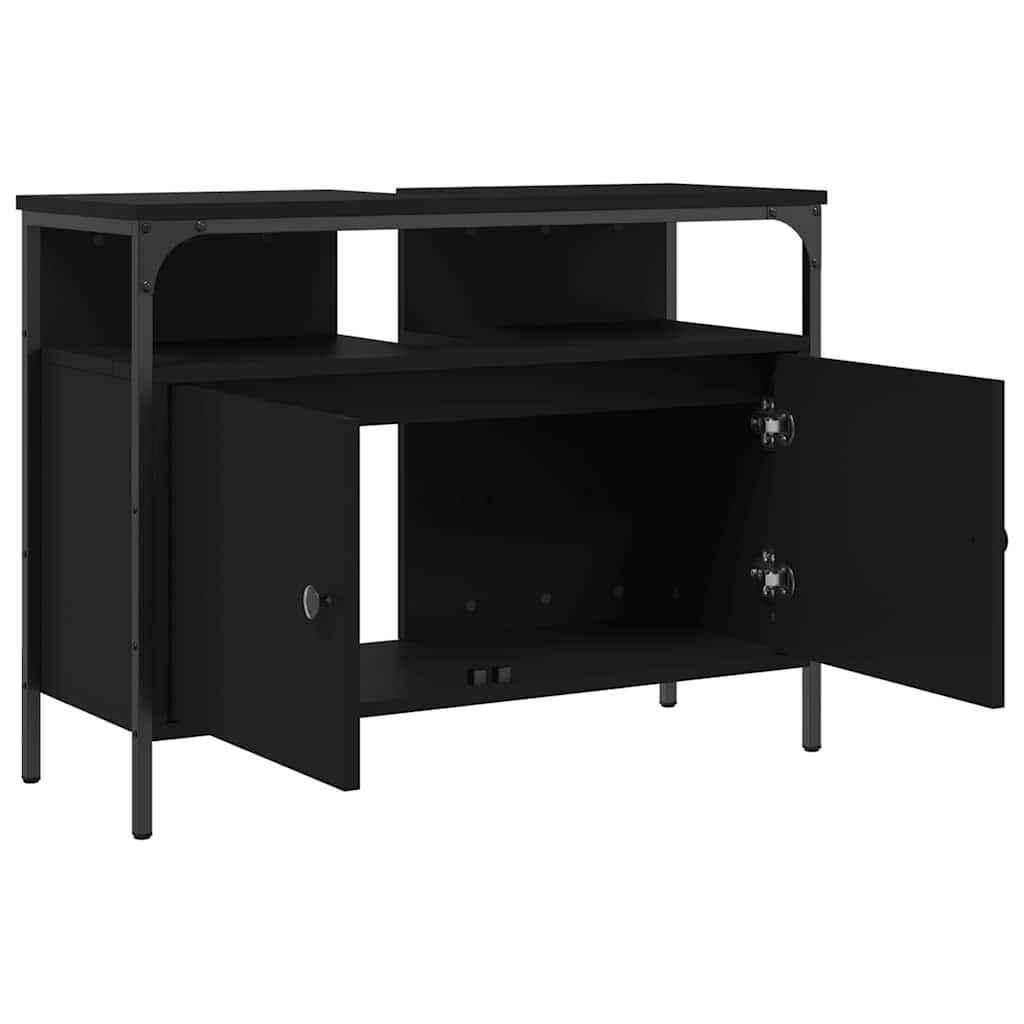 vidaXL Ντουλάπι Νιπτήρα Μπάνιου Μαύρο 80x30x60 εκ. Επεξεργασμένο Ξύλο