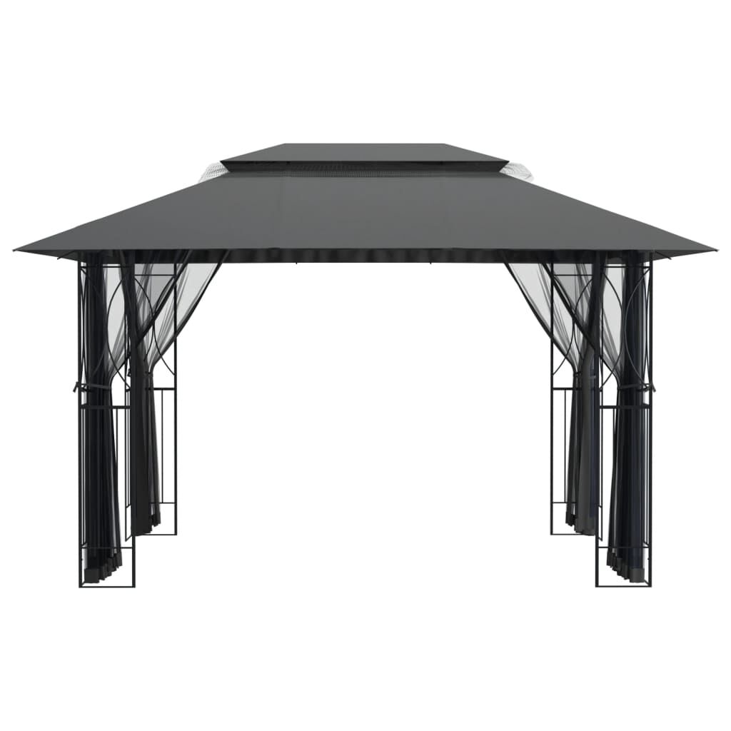 vidaXL Κιόσκι με Πλευρικά Τοιχώματα Ανθρακί 400x300x270 εκ. από Ατσάλι