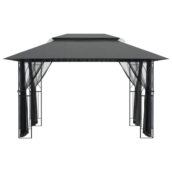 vidaXL Κιόσκι με Πλευρικά Τοιχώματα Ανθρακί 400x300x270 εκ. από Ατσάλι