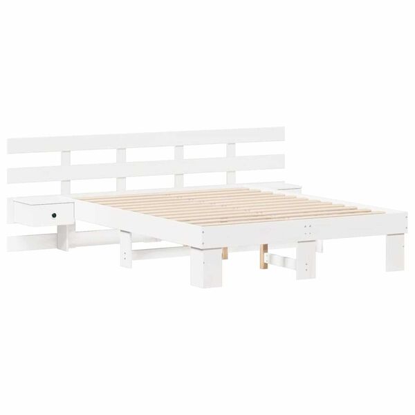 vidaXL Σκελετός Κρεβατιού με συρτάρι Λευκό 140 x 190 cm