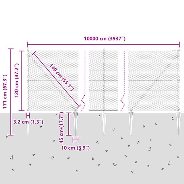 vidaXL Φράχτης 1.2x100 m Χάλυβας Πράσινος