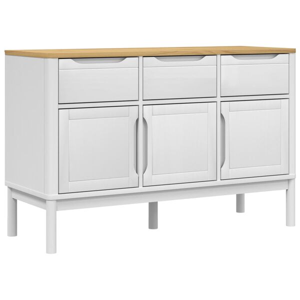 vidaXL Ντουλάπι FLORO Λευκή 114 x 43 x 74 εκ. από Μασίφ Ξύλο Πεύκου