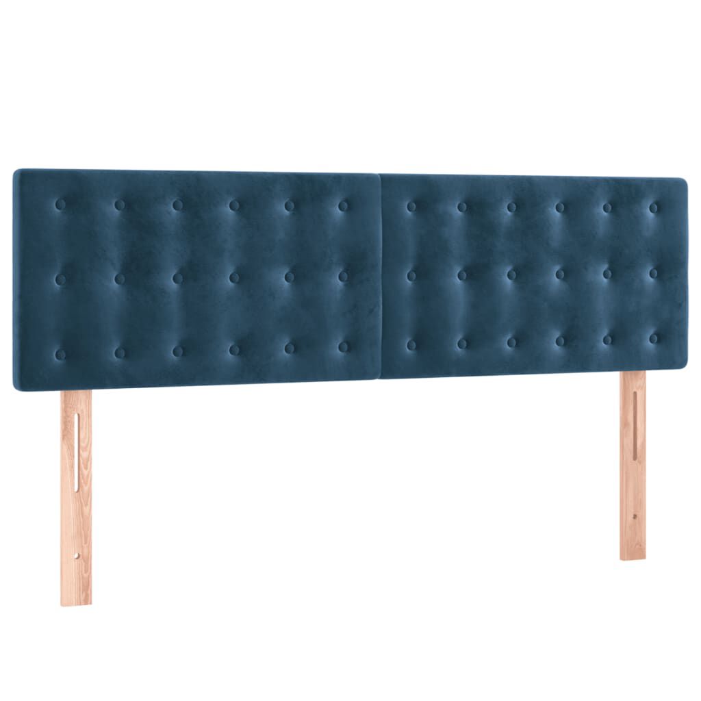 vidaXL Κρεβάτι Boxspring με Στρώμα Σκούρο Μπλε 140x190 εκ. Βελούδινο